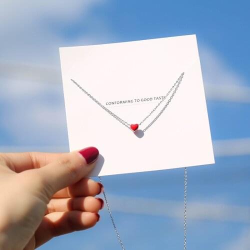 Simple Heart Chain Necklace Women Red Pendant Short Statement Necklace Fashion Korea Jewelry Accessories Collane Collar