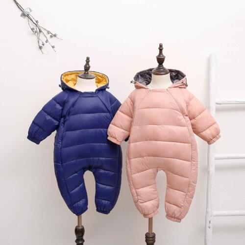 Unisex Baby Hooded Puffer Down Jacket Jumpsuit Winter Snowsuit Winter Coat Romper Down Coat Girl Boy Snow Wear