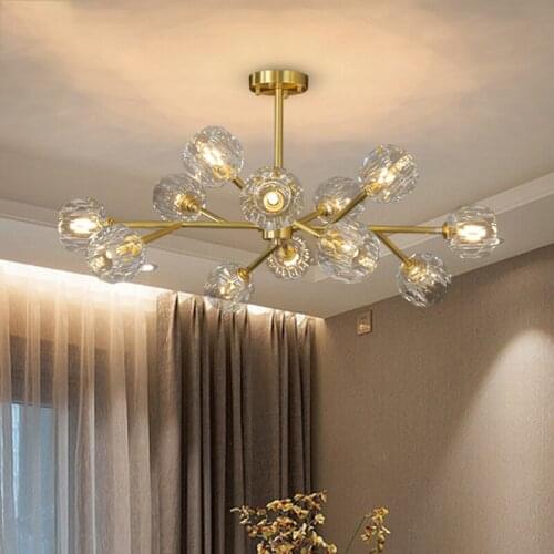 SHIJIA Lights luxury postmodern crystal chandelier molecular light simple bedroom lamp light luxury living room crystal lamp