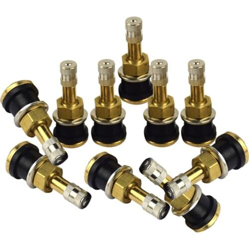 10PCS Auto Straight Brass Tubeless Tire Valve Stem Fits for Vehicle Cars Universal