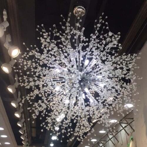 Modern Dandelion LED Flush Mount chandelier Clear Crystal Lamp for Kitchen Bedroom Living Room Foyer Elegant Lighting Fixture