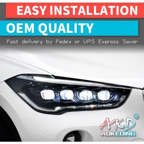 Car Styling Headlights for BMW X1 2016-2019 LED Headlight for X1 Head Lamp LED Daytime Running Light LED DRL Bi-Xenon HID