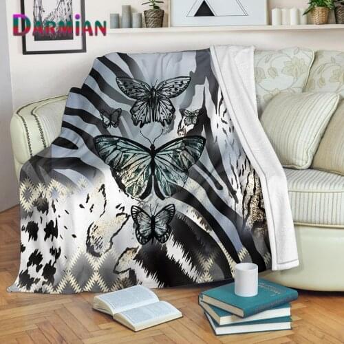 DARMIAN Black Butterfly Printed Warm Quilt Blanket Comfortable Throw Blanket Summer Fall Bed Sheet Knee Blanket Fleece Bedspread