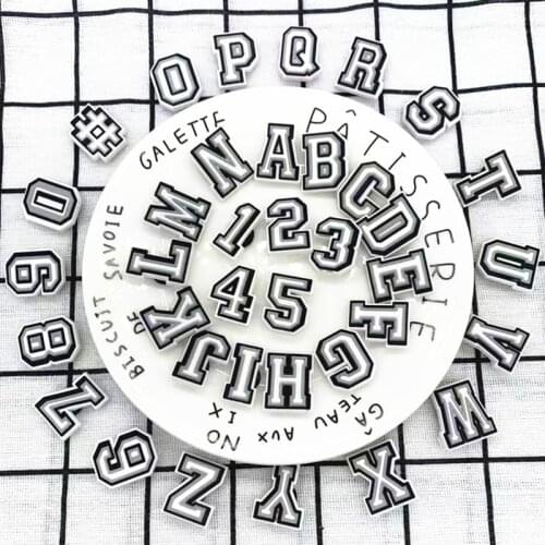 Hot Selling PVC Black White 26 English Letters Shoe Buckle Accessories Shoe Decoration Designer Charms for Crocs Shoe