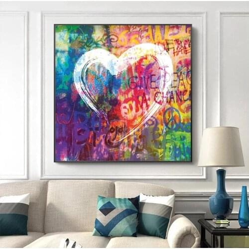 Street Graffiti Art Abstract Love Heart Canvas Art Paintings Minimal Poster and Prints Wall Art Picture for Home Decoration