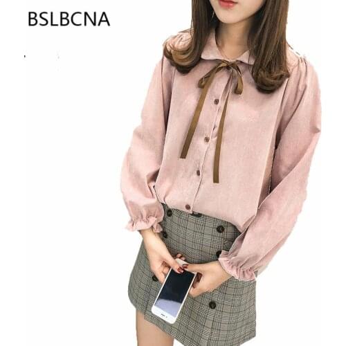 2019 New Kawaii Shirt Korean Style Fashion womens Tops And Blouses Female Autumn Lantern Sleeve Clothes blusas feminina A278