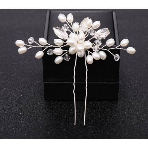 New Rose Gold Flower Crystal Pearl Wedding Hair Pins for Women Bridal Hair Accessories Wedding Headpiece Hair Ornaments Jewelry