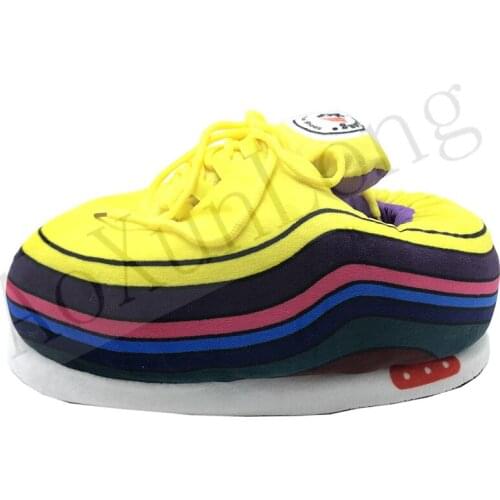 Womens Striped Warm Slippers Winter Indoor Cotton Shoes Womens Flat-Bottom Warm Home Slippers Womens Bedroom One Size Sliders