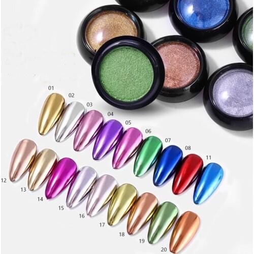 1jar Mirror Nail Powder Shimmer Auroras Effect Metallic Nail Powder Phosphor Pigment DIY Manicure Tips Nail Art Decorations#0-18