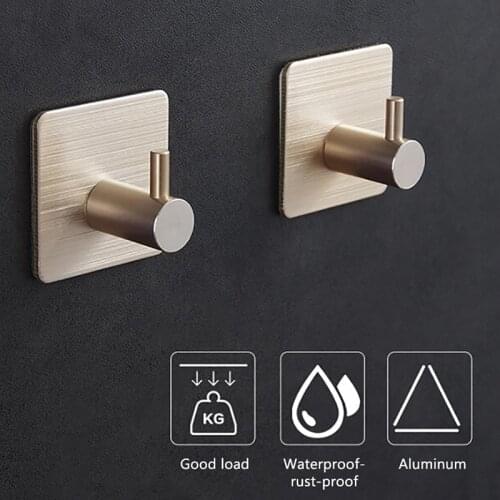1Pcs Self Adhesive Home Kitchen Wall Door Hook Key Holder Rack Towel Hanger Bathroom Rack Hooks Aluminum