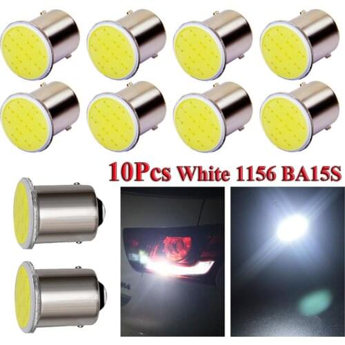 10Pcs LED Turn Signal Bulb COB Car Interior Light 1156 BA15S P21W Parking Reverse Back Brake Lamp COB 12 SMD 12V Dropshipping