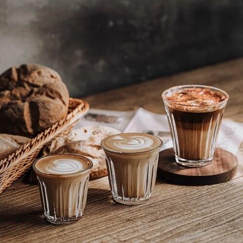 2 Pieces American Latte Ice Coffee Cup Cold Extract Classic Vintage Glass