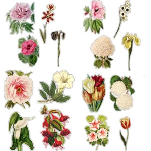 4Pcs/Set Plant Flower Floral Vinyl Decal DIY Room Wall Skate Luggage Car Sticker