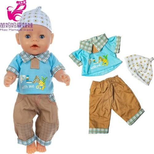 43 Cm Baby Doll Clothes Set Blouse Pant Hat for 18 Inches Girl Doll Outfit Children Girl Gift Toys Wear
