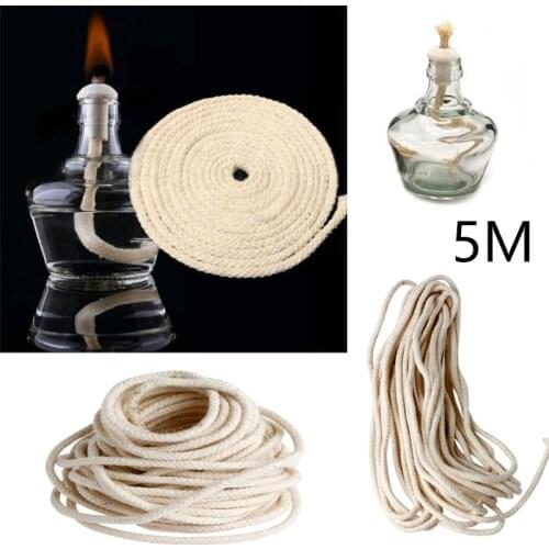 5m long round cotton wick burner,for Kerosene Alcohol lamp torch oil wine bottle product accessory 2/3/4/5/6/8mm