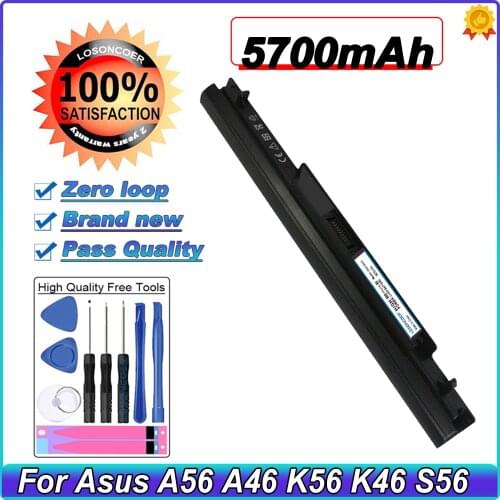 5700mAh 4 Cell Laptop Battery For Asus A56 A46 K56 K46 S56 S46 Series Replace A42-K56 A32-K56 A41-K56 A31-K56 Series