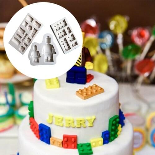 Aouke Building blocks Silicone Decorating Molds Cake Silicone Mold Sugarpaste Candy Chocolate Gumpaste Clay Mould