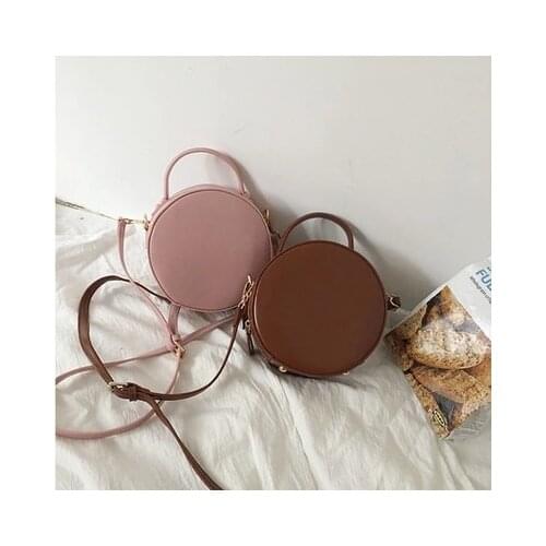 Brand 2018 Chic retro fashion new handbags High quality PU leather Women bag Round cute girl Shoulder Messenger Female bag Sac