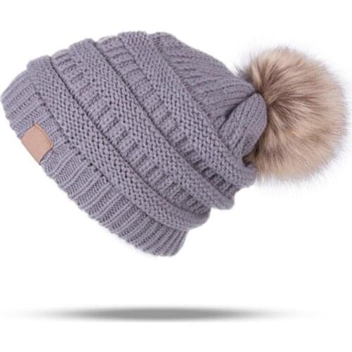 Brand Winter Knitted Beanies Hats Women Thick Warm Skullies Hat Pom Female knit Letter Bonnet Caps Autumn Outdoor Riding Sets