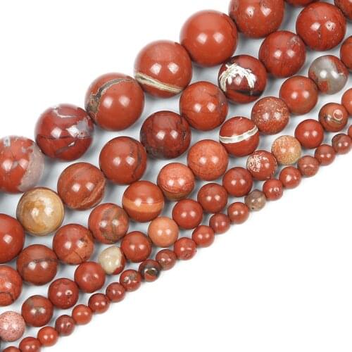 Natural Stone Beads Redstone Round Loose Beads For Jewelry Making Bracelet DIY Accessories Needlework Strand 4-12MM