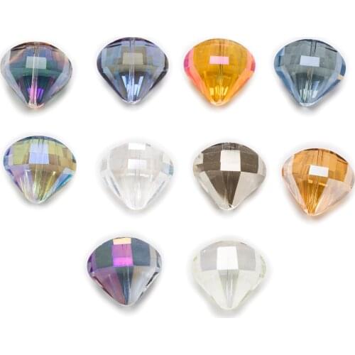 5 Piece Parachute Shaped Cut Faceted Crystal Glass Spacer Beads Jewelry Findings 20x18mm