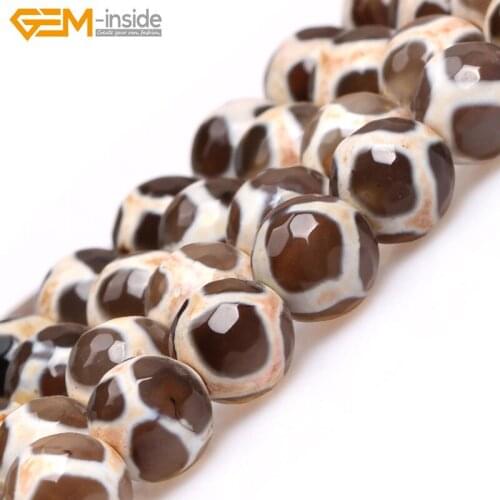 Gem-inside 8mm Natural Round Faceted Fire Agate Beads For Jewelry Making Beads 15" DIY Beads Necklace Bracelets For Women