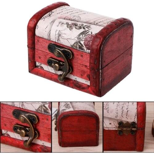 Retro Wooden Storage Box Decorative Trinket Jewelry Organizer Handmade Case