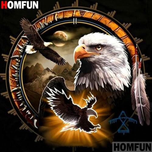 HOMFUN Full Square/Round 5D DIY Diamond Embroidery "eagle" Diamond Painting Cross Stitch Rhinestone 5D A09201