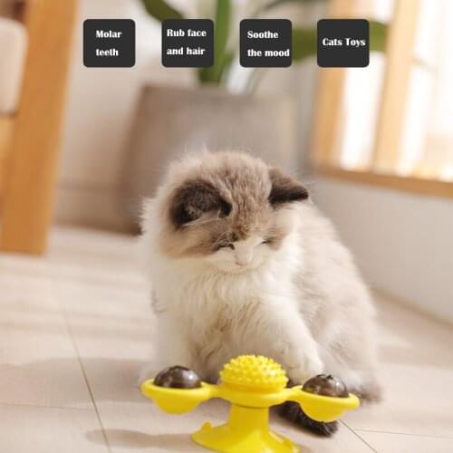 Windmill Toys For Cat Puzzle Rotating Whirling Turntable With Brush Teasing Cats Play Game Windmill Kitten Interactive Pets Toy