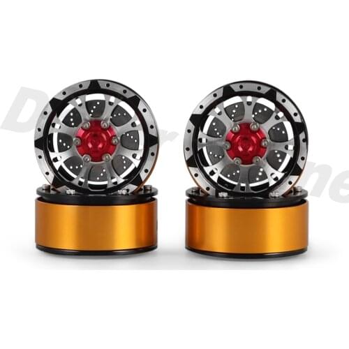 4pcs 1.7 inch Aluminum Alloy Beadlock Wheels with Brake Disc for 1/10 RC Crawler Axial SCX10 Wraith 90018 RC4WD TF2 Mojave