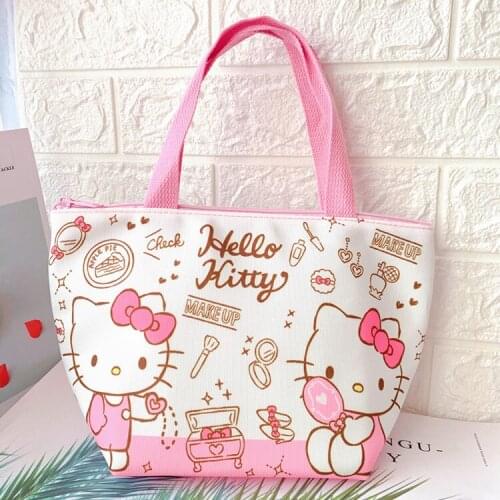 Sanrio hello kitty cartoon childrens canvas lunch box bag cool penguin insulation handbag girl boy lunch bag storage bag