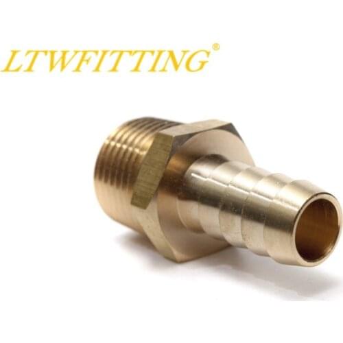 LTWFITTING Brass Fitting Connector 1/2" Hose Barb x 1/2" NPT Male Fuel Gas