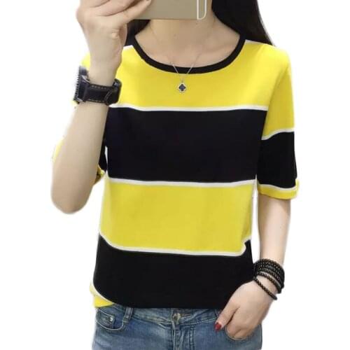 Ice Silk Knitted Summmer Pullover Tops Women Fashion Knitting Short Sleeve Pullovers Ladies high Quality Loose Pull Jumpers
