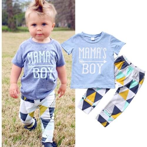 Summer Newborn Baby Boy Clothes Cotton Set Short Sleeve Letter T-shirt Pants Outfits 2PCS Baby Clothing 0-24M