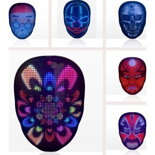 LED Full Color Mask with 45Dynamic Graphs 70Static Graphs Intelligent Control Cosplay Mask Carnival Festival Glow Party Supplies
