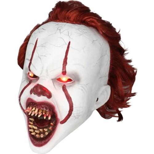 2019 LED Lights Pennywise Mask It Chapter Two Scary Clown Cosplay Halloween Latex Masks