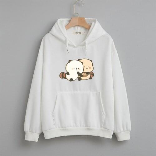 Fashion Harajuk Hoodies Women Cute Animal Raccoon Printed Hoody Pullover Sweatshirt Korean Cartoon Streetwear Womens Hoodie