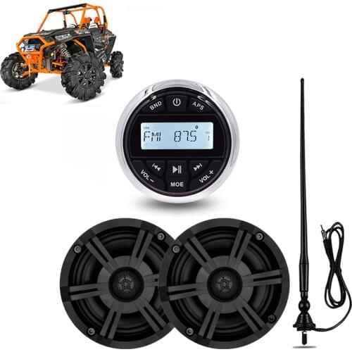 Marine Bluetooth Stereo Waterproof Radio Audio FM AM Media Receiver Outdoor Car MP3 Player+6.5" Marine Boat Speakers+Antenna