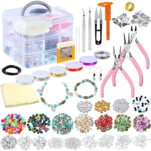 Luxury Jewelry Making Kit Pliers Tools Acrylic Letter Beads DIY Necklace Earring Bracelet Volcanic Stone Crystal Combination Set