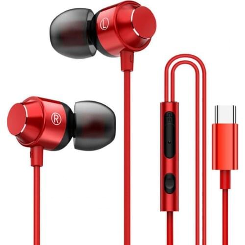 In-ear Wired Control Stereo Type-C Earphone Earbuds Sport Headset with Mic for Mobile Phone наушники проводные