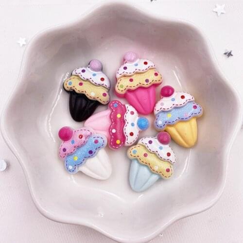New 20pcs Resin Colorful Ice Cream Flatback Figurines Cabochon Scrapbook DIY Craft Home Decor Accessories OH55