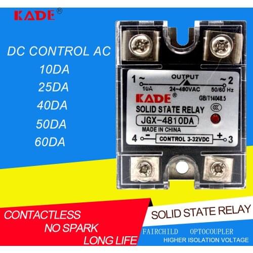 Jgx/SSR-10 DA / 25da / 40da / 60da DC controlled AC SSR single phase solid state relay with plastic dust cover