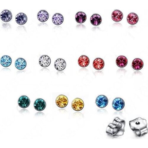 Wholesale Lots 20PCS(10Pairs) 925 Sterling Silver AAA Colorful Crystal Woman Stud Earrings Back Stoppers for Party