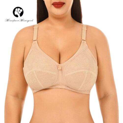 Full Coverage Support Bra Large Size C Cup Plus Bralette Women Sexy Lace Push Up Brassiere Underwired Underwear Bhs Lingerie