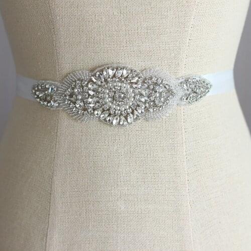 Handmade Bridal dresses belt wedding Sash luxury diamond crystal Bride 's Ribbon belts sparkling rhinestone pearl sashes