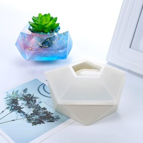 Silicone Mold Creative Geometric Polygonal Concrete Flower Pot Vase Mould Office Decoration DIY Clay Cementsilica Silicone Mold