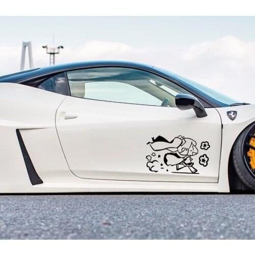 Car Styling Decal Classic Cartoon Anime Singer Running Girl Auto Window Door Waist Line Stickers 2PCS(1left 1 right)