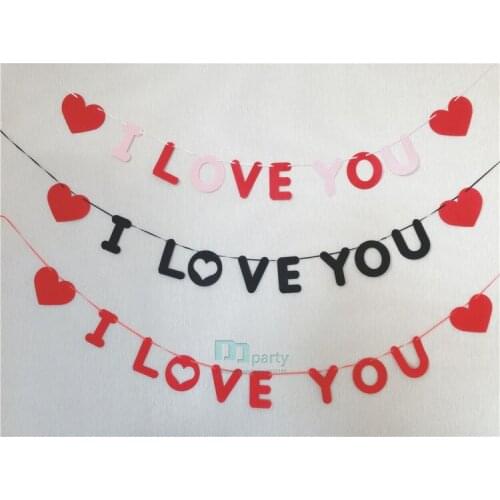 Wedding Valentines Day Decoration Banner Heart I Love You Flags Bunting Birthday Party Suppliers Banner Hanging Ornaments Decor