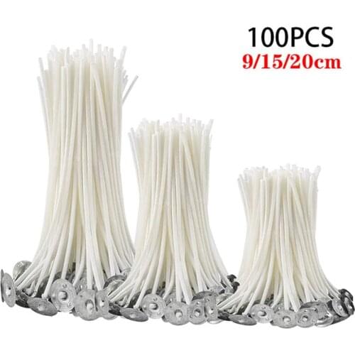 100PCS/bag Pure Cotton Core Candles Wicks 9/15/20cm DIY Candle Making Pre-waxed With Oil Wicks Home Party Supplies Dropshipping