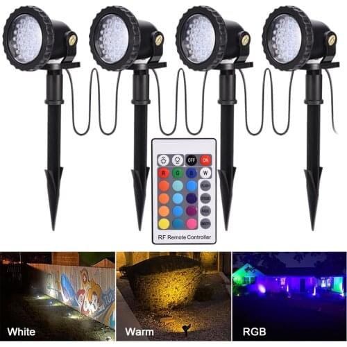 3/6/9/12W Waterproof Garden Lawn Lamps 36 LEDs Remote Control RGB Landscaping Light Outdoor Spotlights 110-220V IP67 Pond Lights
